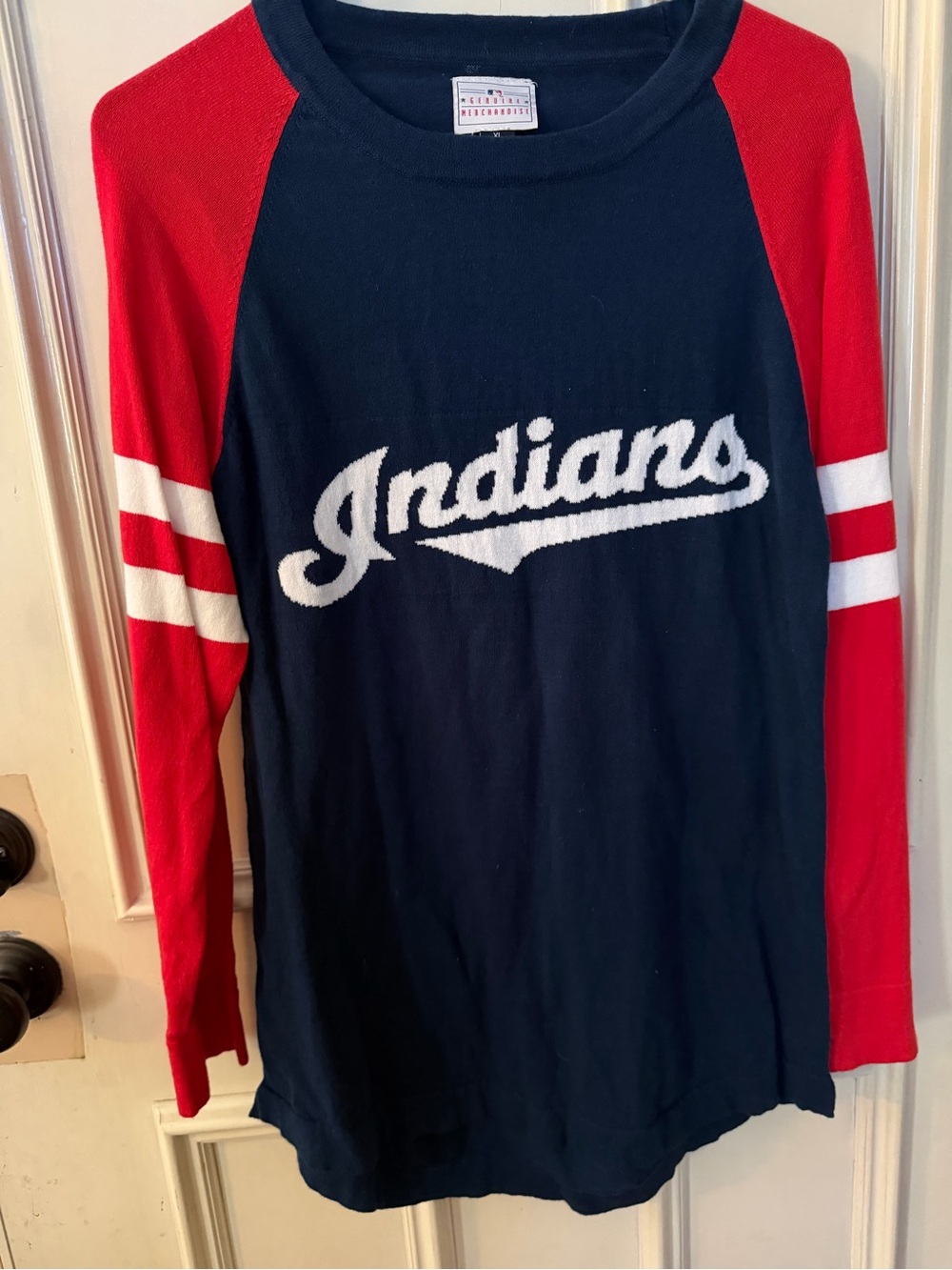 Cleveland Indians Raglan Sleeve Baseball Knit Sweater